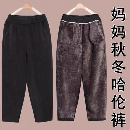 Thickened Lamb Velvet Fleece Lined New Loose Harlan Pants Fashionable All Match Casual Pants mid Aged And Elderly Best Selling