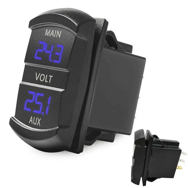 DC 12V/24V Digital Voltmeter Waterproof Car Dual Battery LED Digital Volt Meter Boat Voltage Marine Gauge Voltmeter Gauge