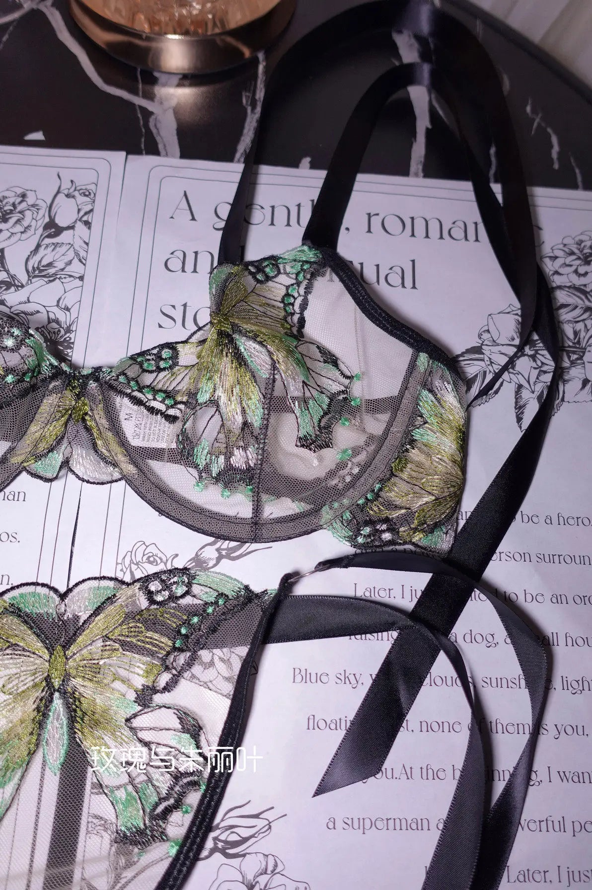 Ultra-Thin Sexy Lace Sheer Lingerie Set For Women French Butterfly Embroidery Push Up Bra Soft Underwire Support Date Night Wear