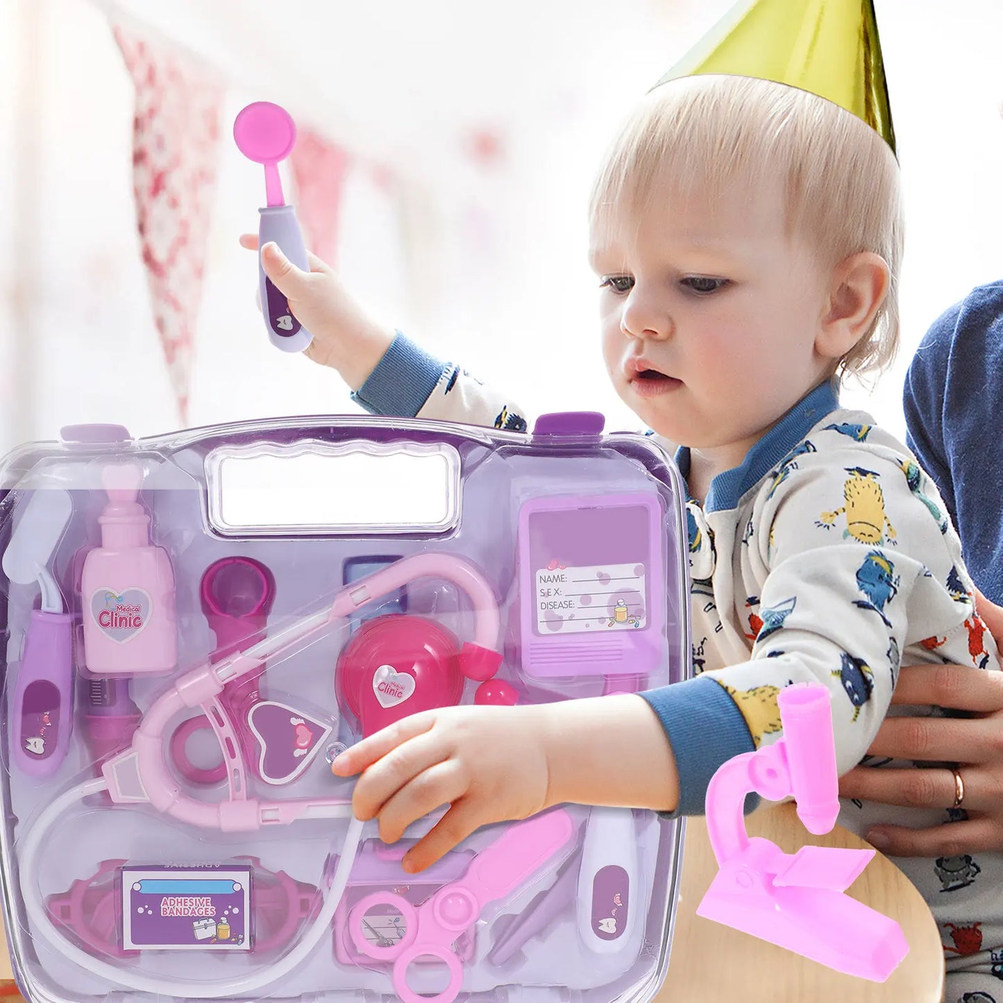 14Pcs Doctor Kit Set Pretend Play Nurse Accessories Carrying Case Role Play Educational Kit for Kids Boys Girls