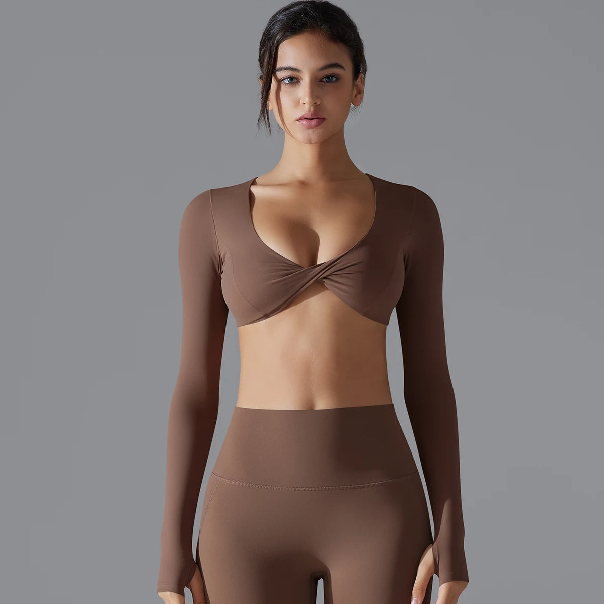 Sexy Cross Long Sleeve Sports Bra Push Up Yoga Crop Top Women Fitness Gym Workout Tops Women Brassiere Sport Female Clothing