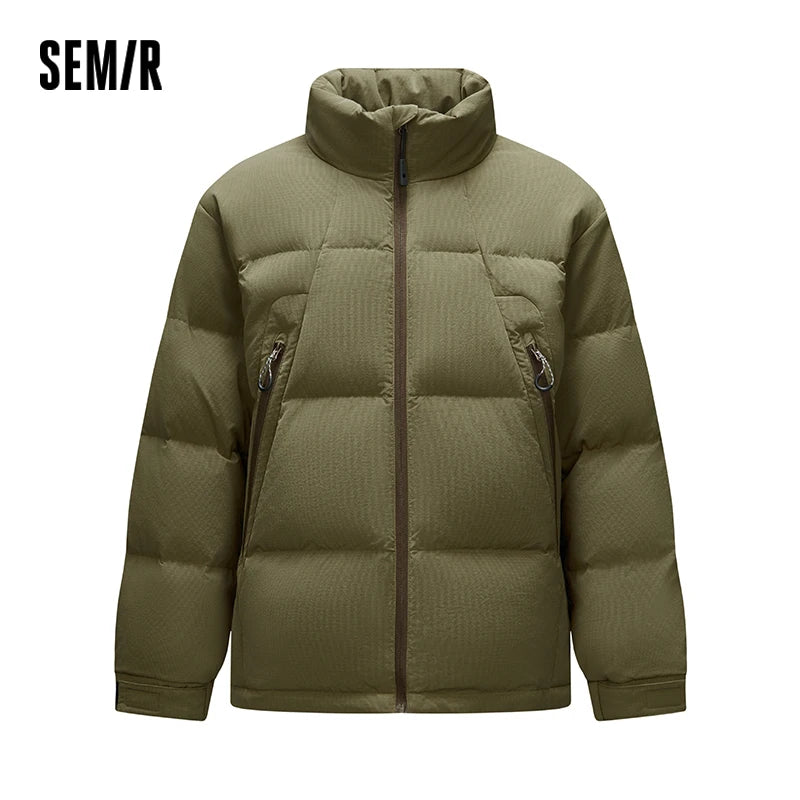 Semir Down Jacket Men Textured Loose Fit Stand Collar Puffer Coat 2025 New Winter Versatile Outerwear