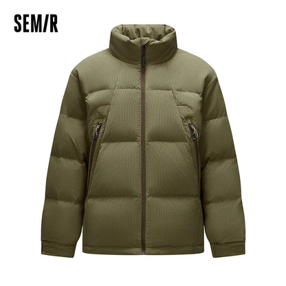 Semir Down Jacket Men Textured Loose Fit Stand Collar Puffer Coat 2025 New Winter Versatile Outerwear