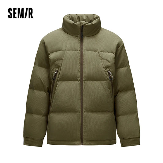 Semir Down Jacket Men Textured Loose Fit Stand Collar Puffer Coat 2025 New Winter Versatile Outerwear