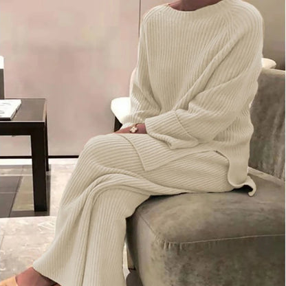 Women Elegant Sweater Suit Elegant Knitted Two Pieces Set Autumn Winter Oversized Pullover and Trousers Suit Female Outfits 2022