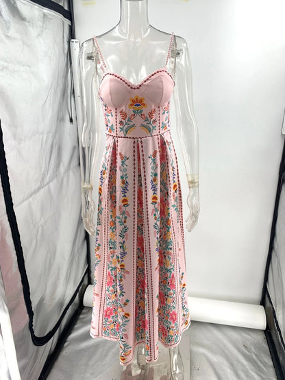 Ele High Waist Printed Holiday Dr Strapl Summer Casual Polyester Maxi Skirt Sle Women's Single Piece Faion