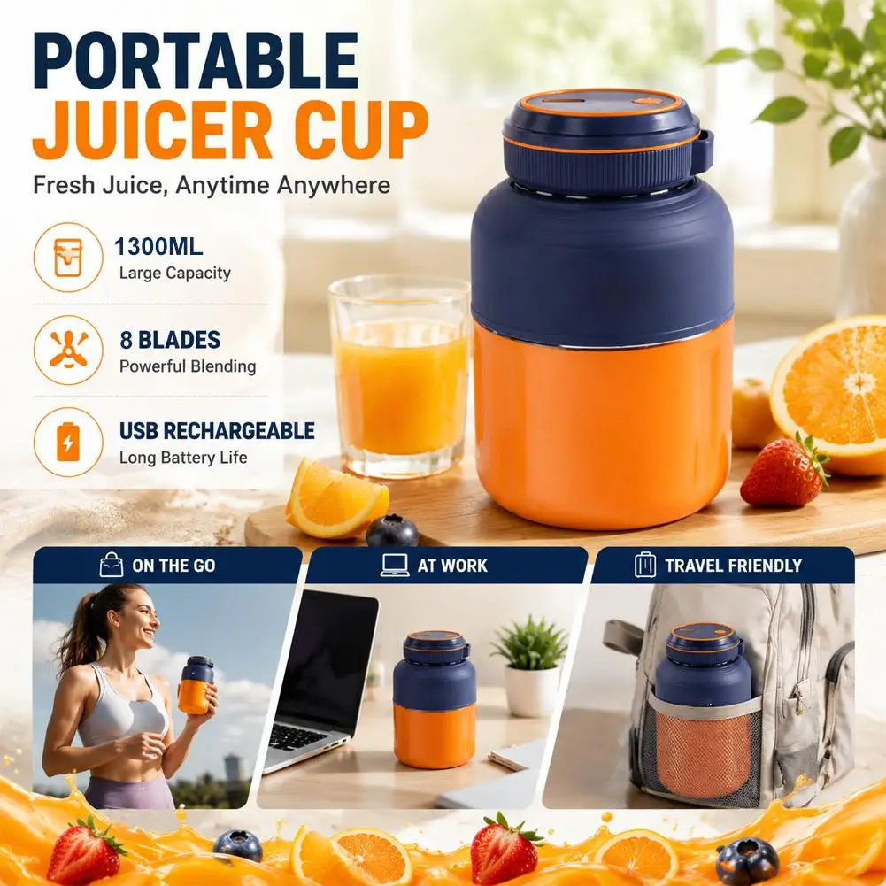 Portable Blender for Shakes and Smoothies Personal Size Juicer Cup Rechargeable Mini Fruit Mixer with Dual Lid for Travel Office