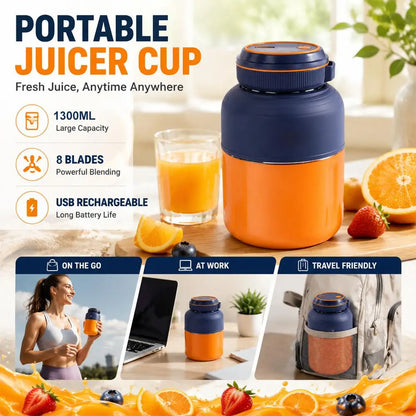 Portable Blender for Shakes and Smoothies Personal Size Juicer Cup Rechargeable Mini Fruit Mixer with Dual Lid for Travel Office
