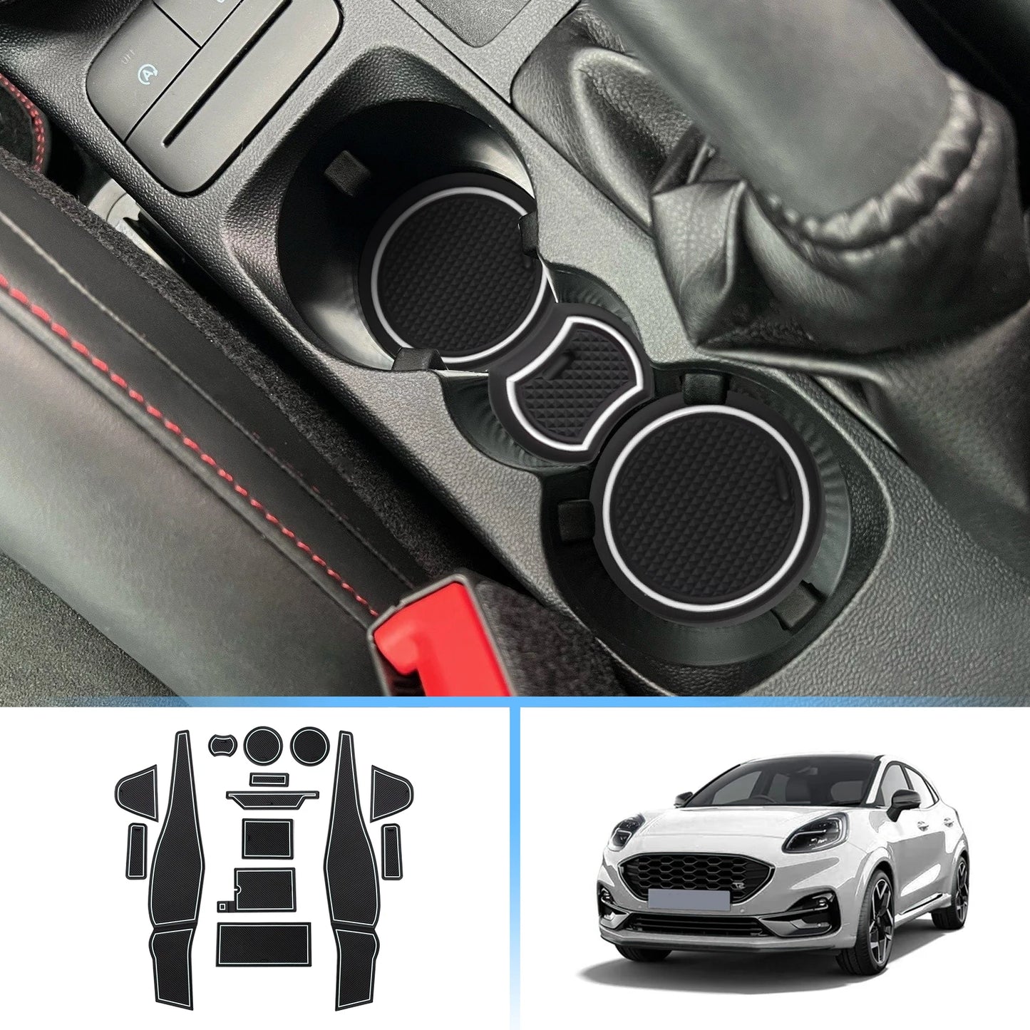 RUIYA for Ford Puma MK2 Puma II 2020-2024 Car Door Groove Mat Ford Puma Anti-slip Slot Pad Auto 2024 Ford Puma MK2 Accessories