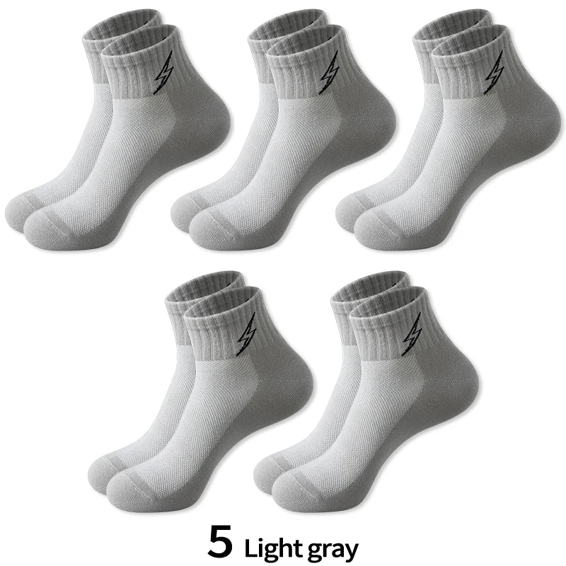 Performance Socks Men Quarter Ankle Athletic Running Hiking Cushion Breathable Ventilation Cotton Sports 5 Pairs