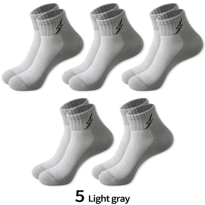Performance Socks Men Quarter Ankle Athletic Running Hiking Cushion Breathable Ventilation Cotton Sports 5 Pairs