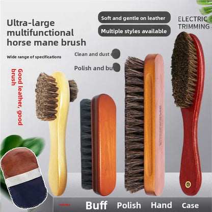 Soft Bristle Horse Hair Brush Shoe Cleaner Stain Remover for Velvet Matte Leather Dusting And Polishing