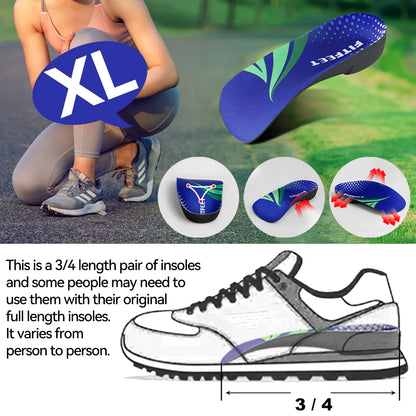 RooRuns Orthopedic Arch Support Shoes Insoles 3/4 Length Flat Feet Shoes Pads for Feet Plantar Fasciitis Heel Pain Relief Unisex