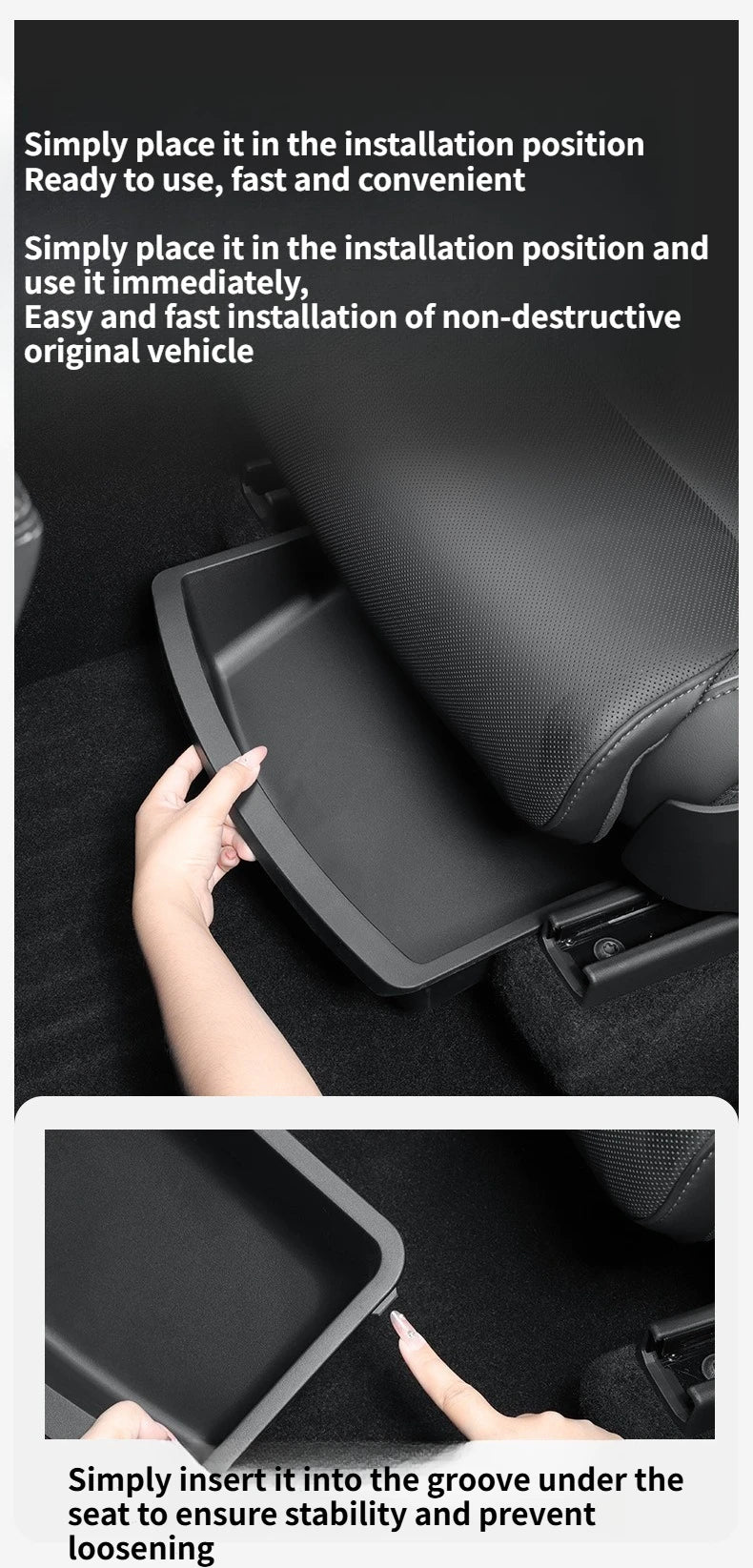 Under Seat Storage Box For Tesla Model YL 2025-2026 TPE Drawer Front Under Seat Organizer Trash Can Car Interior Accessories ﻿