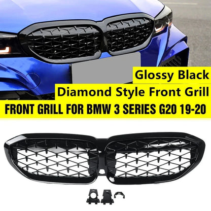Diamond Style Front Kidney Grill Grille Gloss Black For BMW 3 Series G20 G21 2019-2020 Meteor Diamond Grille 51138072085