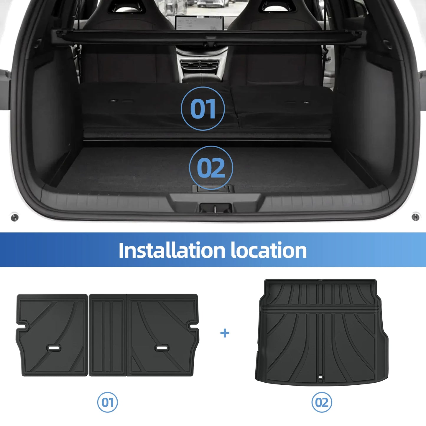Left Drive for Geely EX5 EM-i 2025 2026 LHD Car Floor Mats Cargo Liner Trunk Pad TPE 3D Foot Mat Waterproof All Weather BLACK