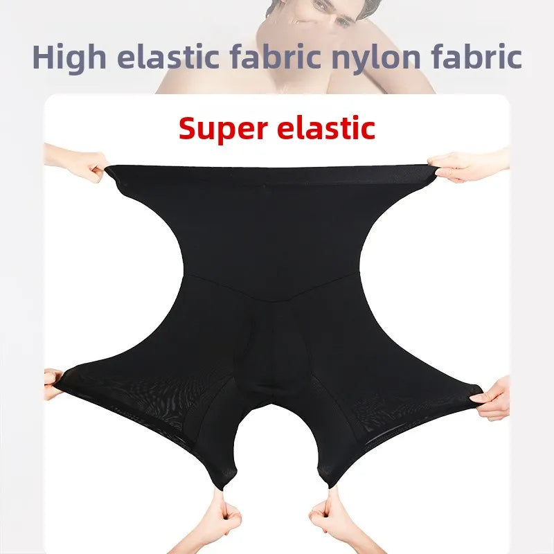 Men's Breathable Double Layer Waist Lifting Hip Shaping Leg Shaping Waist Shapewear Shorts Abdomen Control Waist Shaping Pants