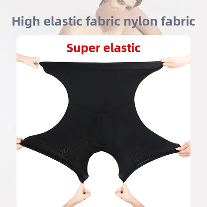 Men's Breathable Double Layer Waist Lifting Hip Shaping Leg Shaping Waist Shapewear Shorts Abdomen Control Waist Shaping Pants