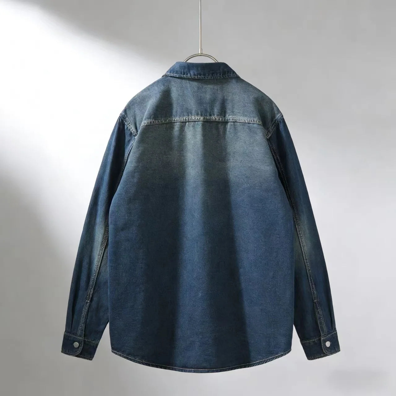 Men's Spring New American Retro Denim Non Stretch Shirt Versatile Casual Workwear Jacket Classic Style Spring Autumn Outerwear