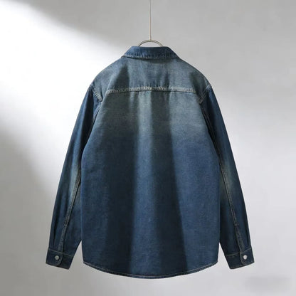 Men's Spring New American Retro Denim Non Stretch Shirt Versatile Casual Workwear Jacket Classic Style Spring Autumn Outerwear
