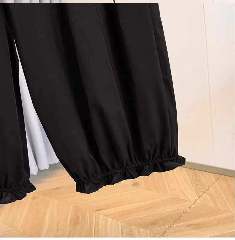 Casual Ice Silk Quick Dry Nine-Piece Flower Bud Pants Women Summer Thin Loose High Waist Draping Lantern Pants