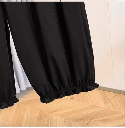 Casual Ice Silk Quick Dry Nine-Piece Flower Bud Pants Women Summer Thin Loose High Waist Draping Lantern Pants