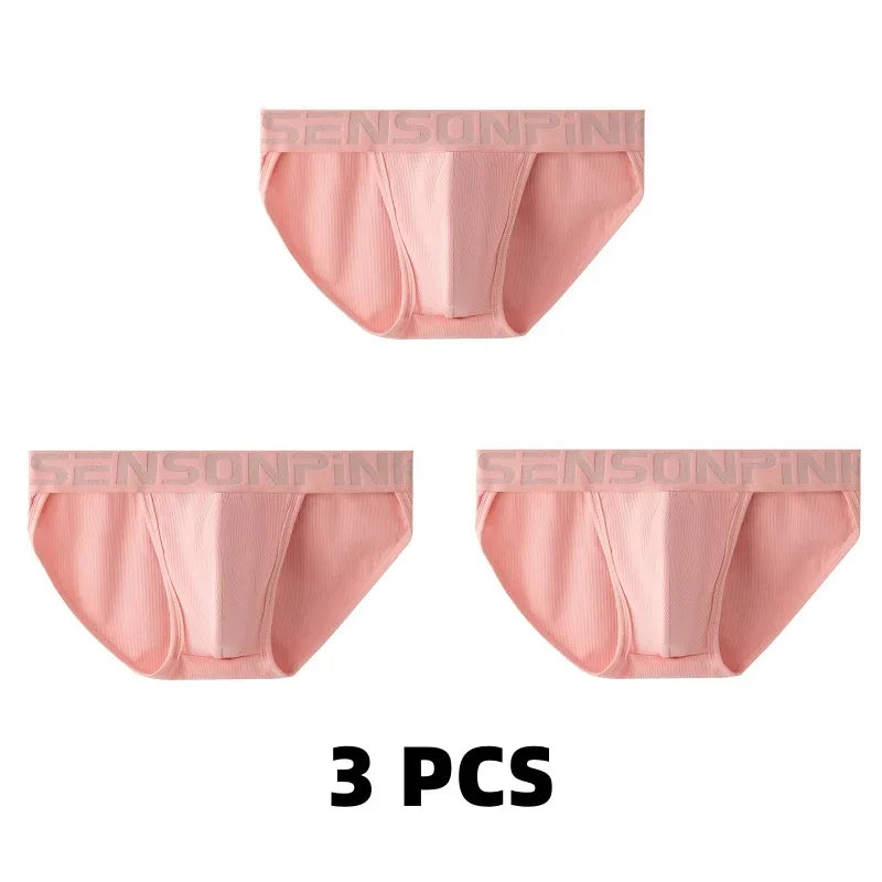 1/2/3 PCS Men's Underwear Mens Breathable Thread Modal Panties Breathable Skin Friendly Mid Rise High Fork Solid Color Briefs