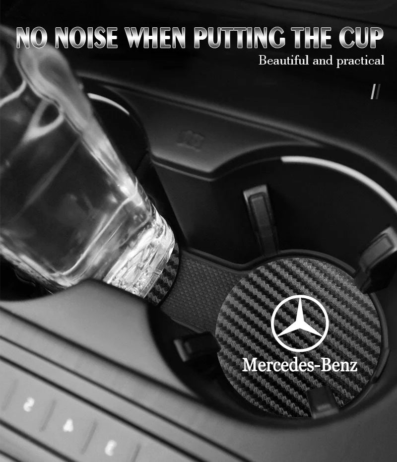 2Pcs Car Coasters Water Cup Mats Waterproof Slot Pads For Mercedes Benz AMG Smart W205 C300 W203 W206 W108 W124 W126 W140 W168
