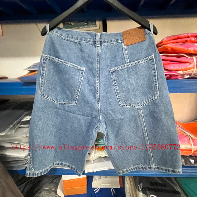 High Street Trendy Men's Mertre Denim Shorts Summer Loose Versatile Straight Leg Heavy Fabric Pants Stock
