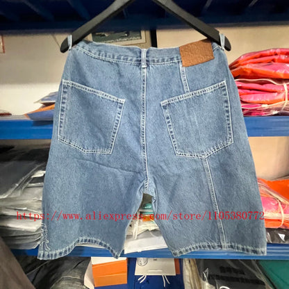 High Street Trendy Men's Mertre Denim Shorts Summer Loose Versatile Straight Leg Heavy Fabric Pants Stock