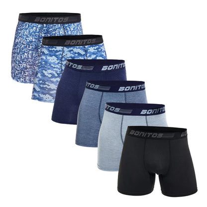 6Pcs/Pack Men's Boxer Briefs Plus Size Boxers Man Underwear Polyester Panties For Men Underpants Alphabet Elastic Webbing Shorts