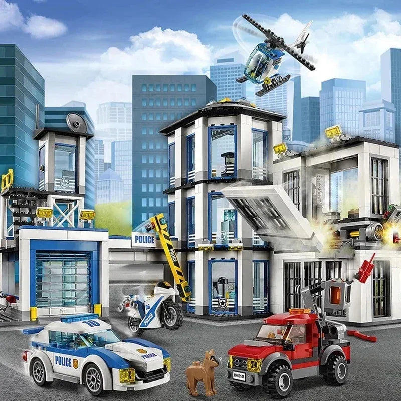 City Series General Bureau of Police Police Car Helicopter Creative Building Blocks Children's puzzle Toys For Kids Gifts 60141