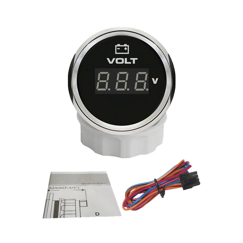 RHAXEL 2" 12V DC Voltmeter Volt Gauge 8-16V 16-32V 18-32V 9-32V with 8 Backlights for Car Boat Motor RV Truck