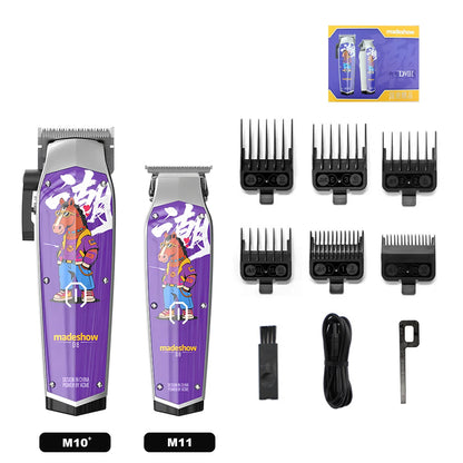 MEDESHOW D8 Professional Hair Cutting Machine Kit for Men Hair Clipper Trimmer 0mm Gap Cutter Head USB Charger Barber Kit