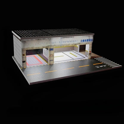 Diorama 1/64 Die-Cast Garage Model LED Lighting Street Parking Lot Scene Model Display City Factory Buildings Model Toy AU