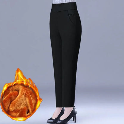 plus Size Fce Lined Straight Leg Pants for Women Autumn Winter Gold Velvet Loose Fit Casual Trousers High Waist Elastic Wa...