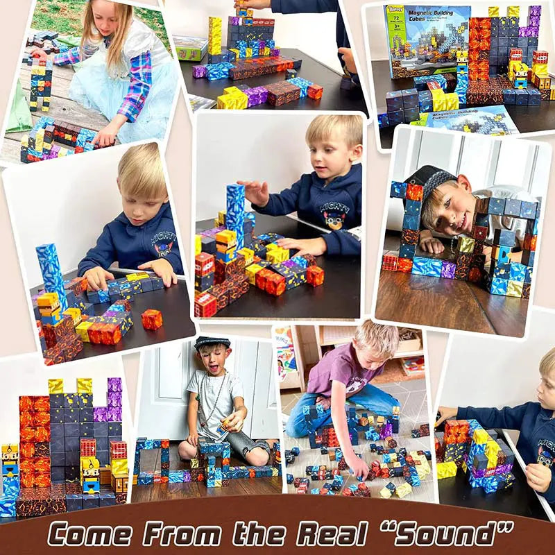 16cm Big Storage Box Magnetic Building Blocks Mine Magnet World Set Puzzle Toys For Kids Montessori Sensory Cubes Birthday Gifts