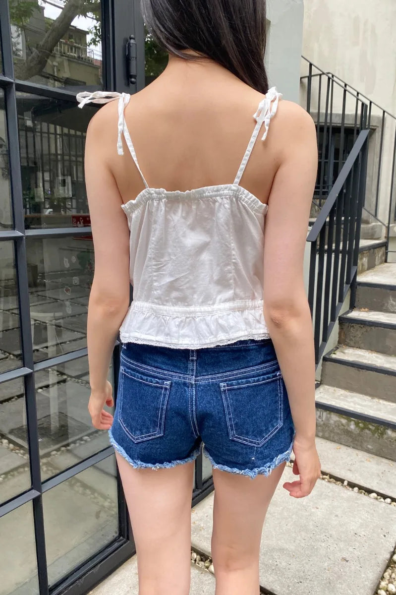 Brandy Melville Pure Cotton Three-Button Base Layer Vest Sweet Style V-Neck Sleeveless Tank Top for Women Spring Summer