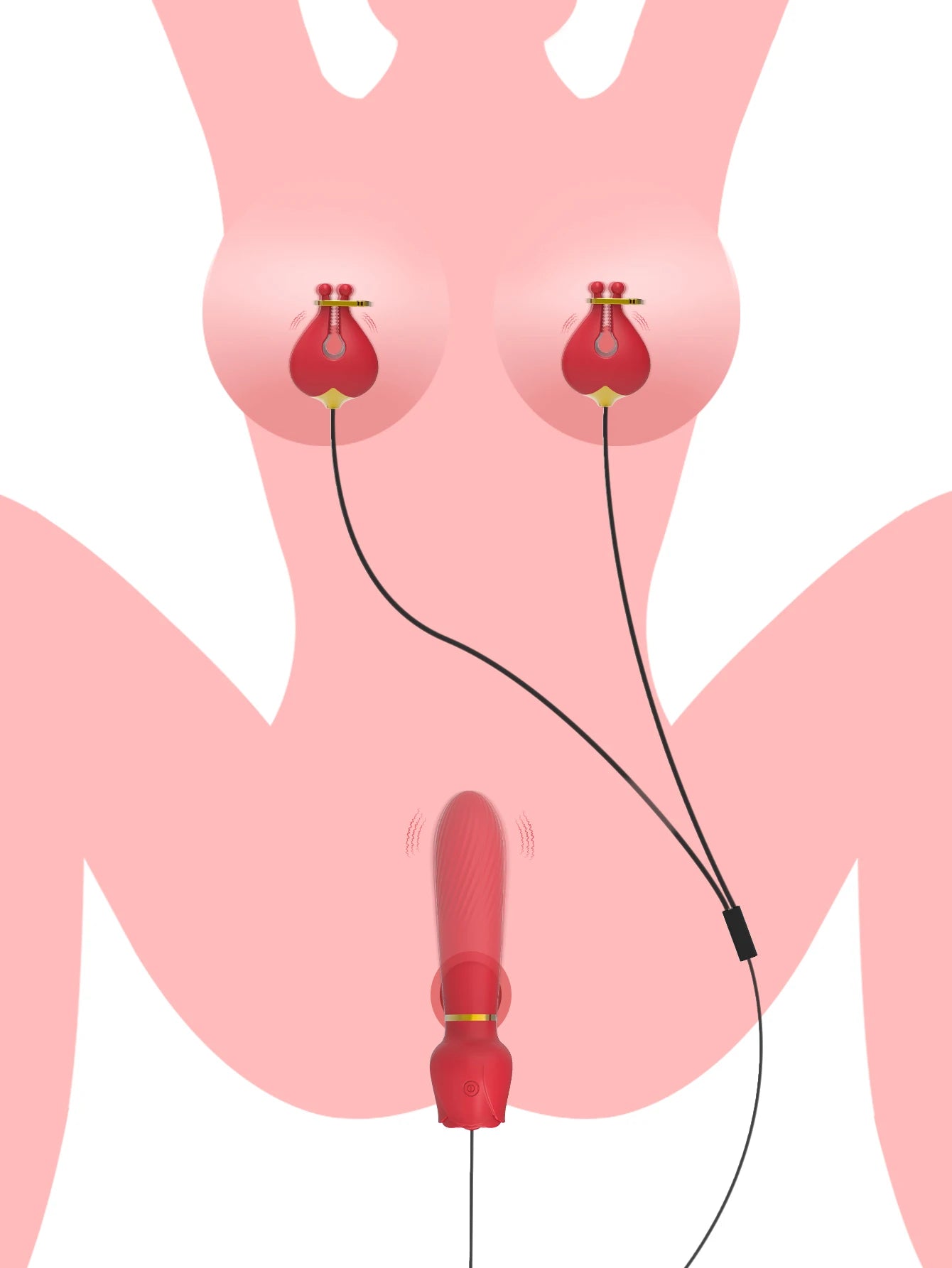 Nipple Vibrator for Women with Nipple Clamps Breast Clips Clitoral Stimulation G Spot Wand Vibrators Adult Goods for Couples 18+