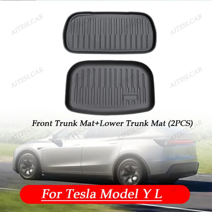 For Tesla New Model Y L Launch Premium / Performance 2026+ TPE Floor Mats Luggage Mat Wear-resistant Foot Pads ModelY Trunk Mats