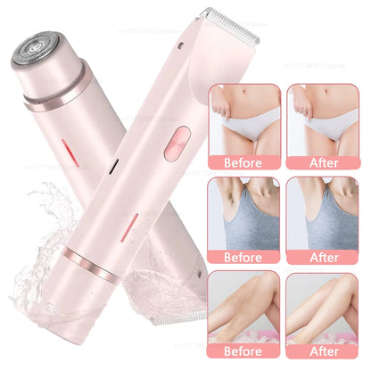 Electric Razors for Women 2 in 1 Electric Shaver for Pubic Hair Trimmer IPX7 Waterproof Wet&Dry Use Bikini Shaver for Body