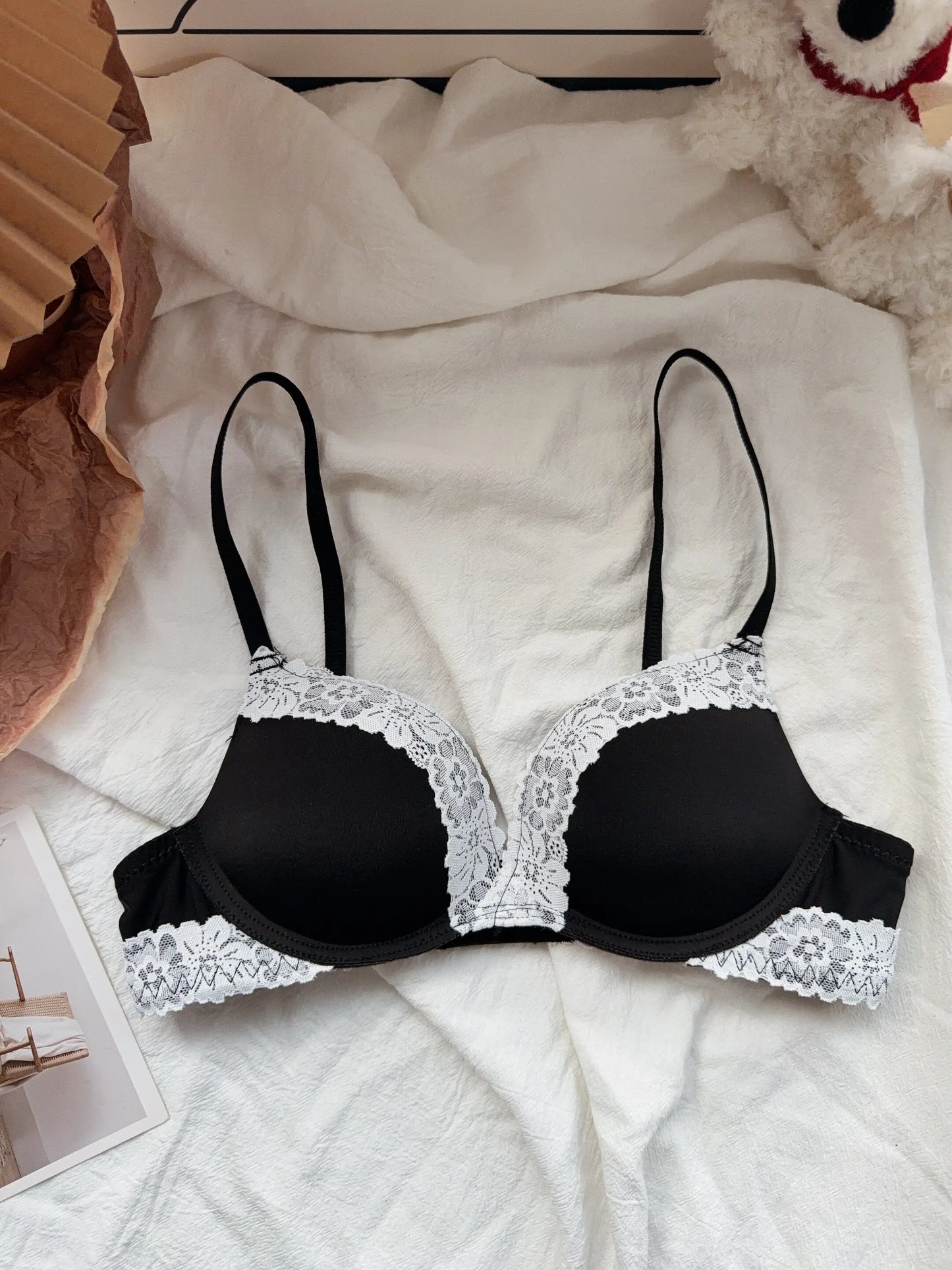 Sexy Purple Lace Lingerie Set for Women Push Up Bra No Underwire Small Bust Fit gathering Cups Lift Petite Cute Panties YUQI