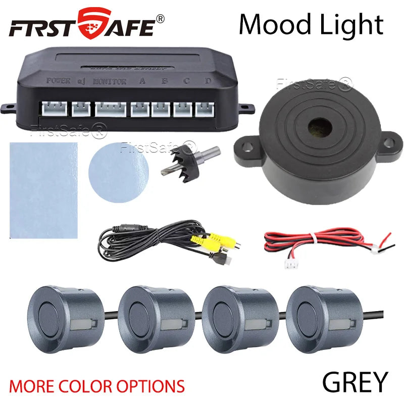 22mm Flat Sensor CVBS Vehicle Mounted Video Visual Parking Backup Radar Distance Alarm Universal Auto Safety Auxiliary Kit
