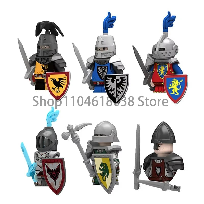 Green Dragon Raven Knights Shield Action Figures MOC Medieval Ancient Knights Scene Building Block Creative Toys for Children
