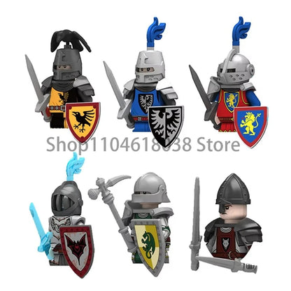 Green Dragon Raven Knights Shield Action Figures MOC Medieval Ancient Knights Scene Building Block Creative Toys for Children