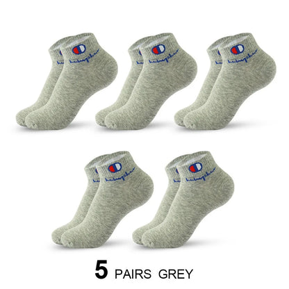 5/10/20 Pairs Men Ankle Socks Cotton Brand Classic Fashion Black White Socks Breathable Mesh Athletic Sports Socks for Summer