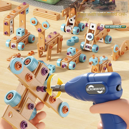 Educational DIY Nut Hand Disassembly Assembly Puzzle Simulated Screwing Toolbox for Kids Shape Insert Blocks Toy for Boys