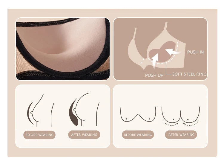 CINOON Sexy French Women's underwear Set Push-up Bra And Panty Sets Comfort Brassiere Adjustable Straps Gathered Lingerie Set