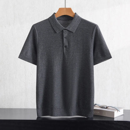 Summer new business casual short-sleeved men's POLO collar 100% Lyocell T-shirt knitted plus size youth sweater