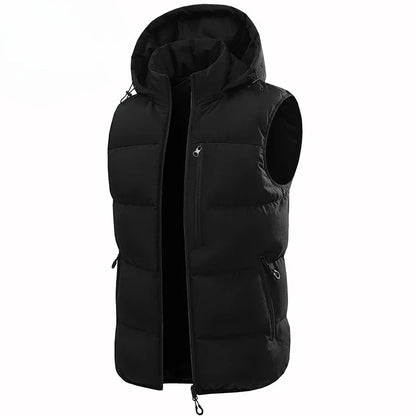 Hots Winter Men Outdoor Windproof Fleece Detachable Hooded Vest Men Sleeveless Warm Casual Fashion Zipper Brand Vest Male Coat